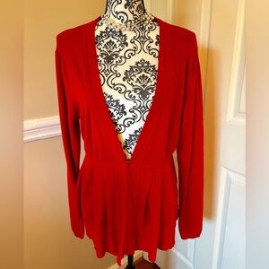 Black- Saks fifth ave. Women’s pleated, red sweater, size XL